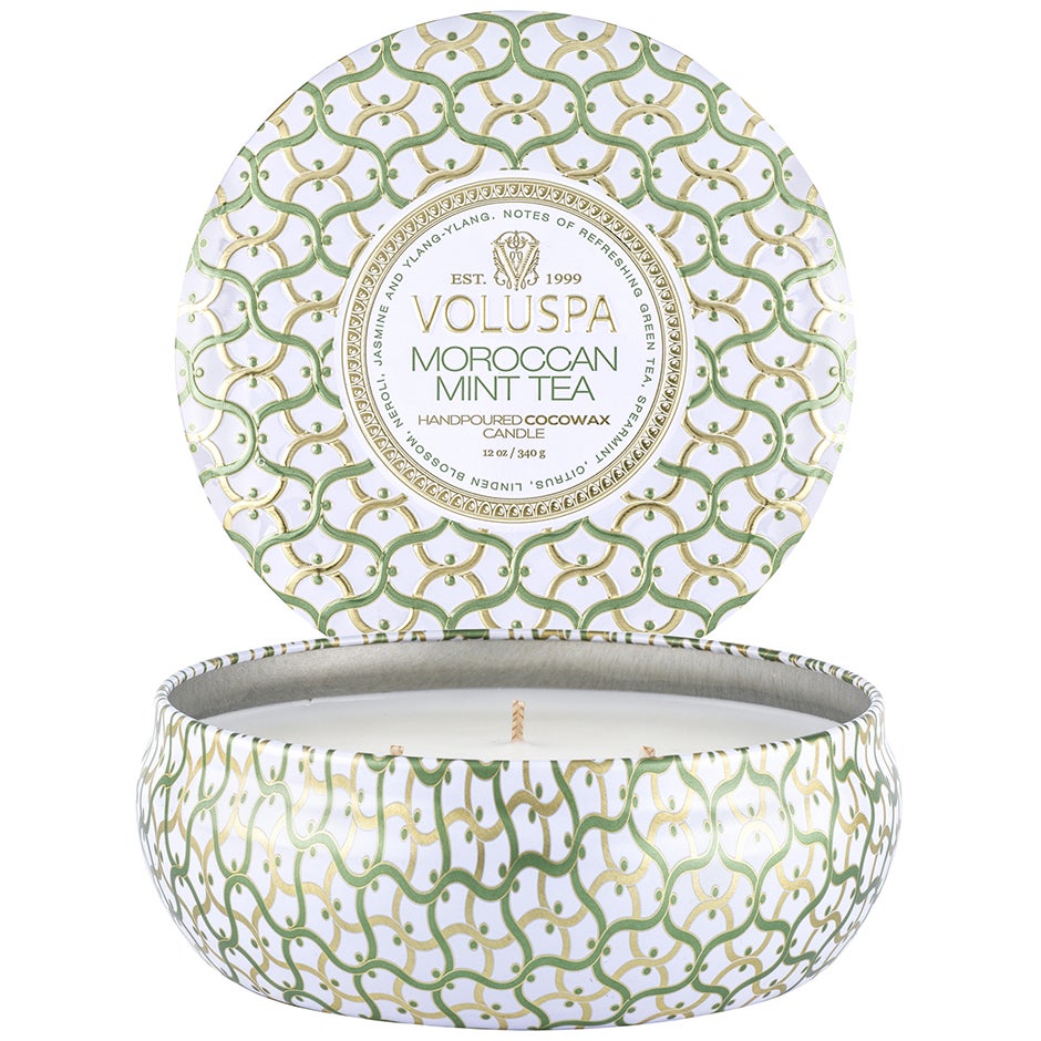 Bilde av Voluspa 3-wick Tin Candle Moroccan Mint Tea - 340 G