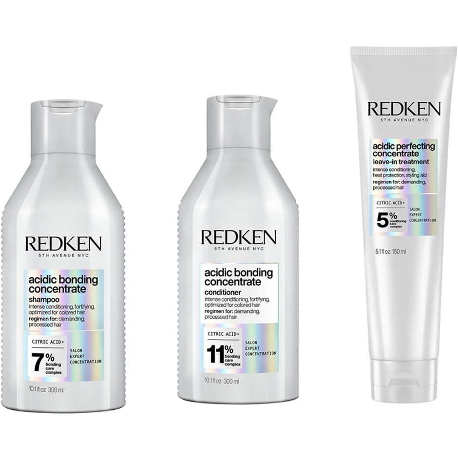 Bilde av Redken Acidic Bonding Concentrate Trio Set Shampoo 300 Ml + Conditioner 300 Ml + Leave-in Treatment 150 Ml