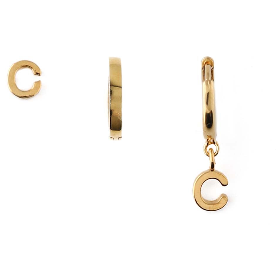 Bilde av Orelia Stud Hoop Ear Party Initial C - Pale Gold