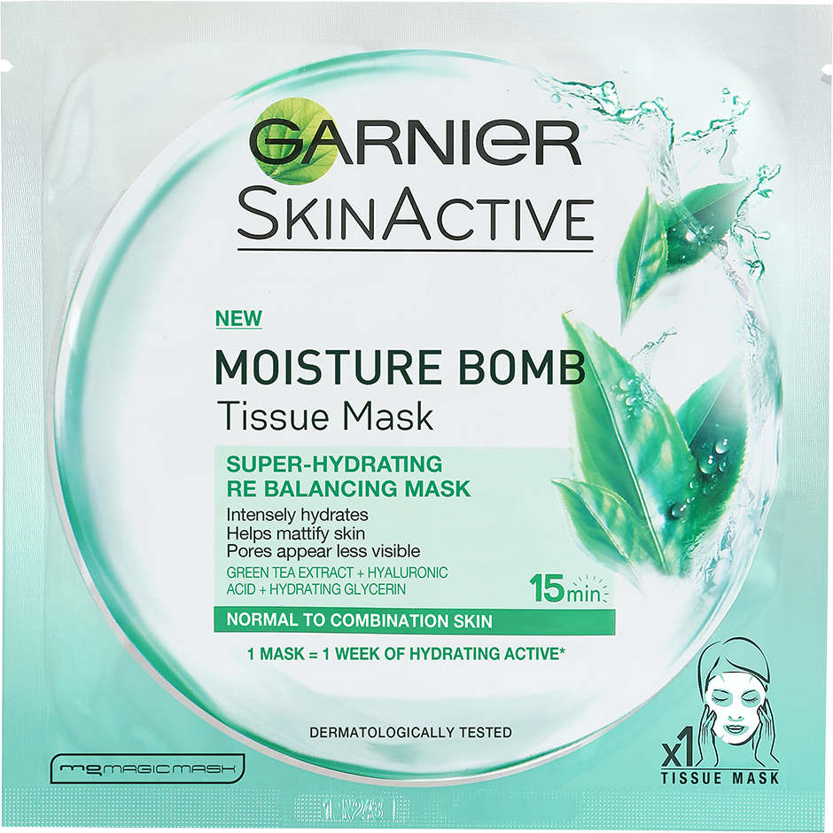 Bilde av Garnier Skin Active Moisture Bomb Tissue Mask Green - 28 G