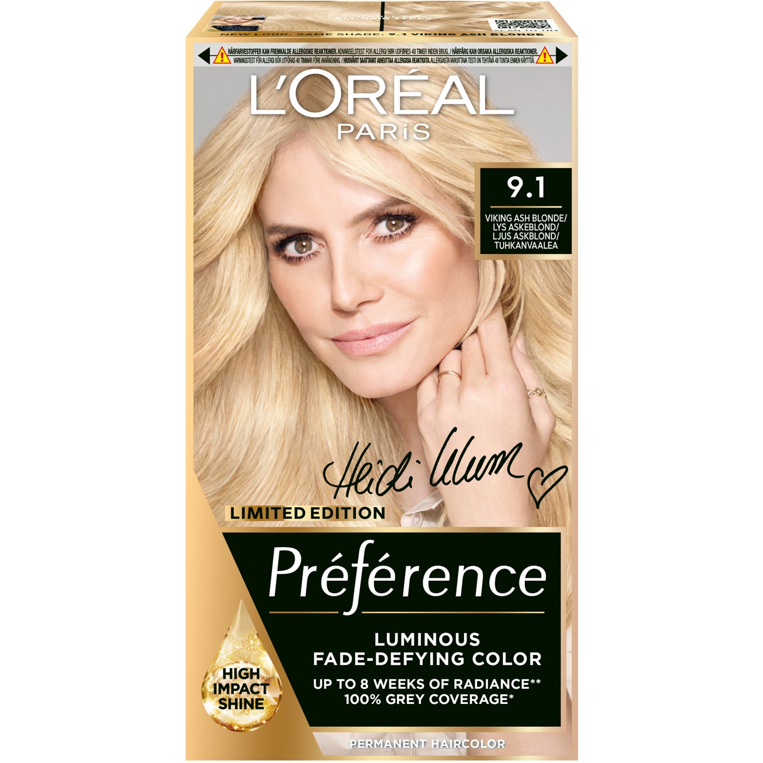 L’Oréal Paris Préférence Permanent Color For Normal Hair 9.1 Viking Ash Blonde – 1 pcs