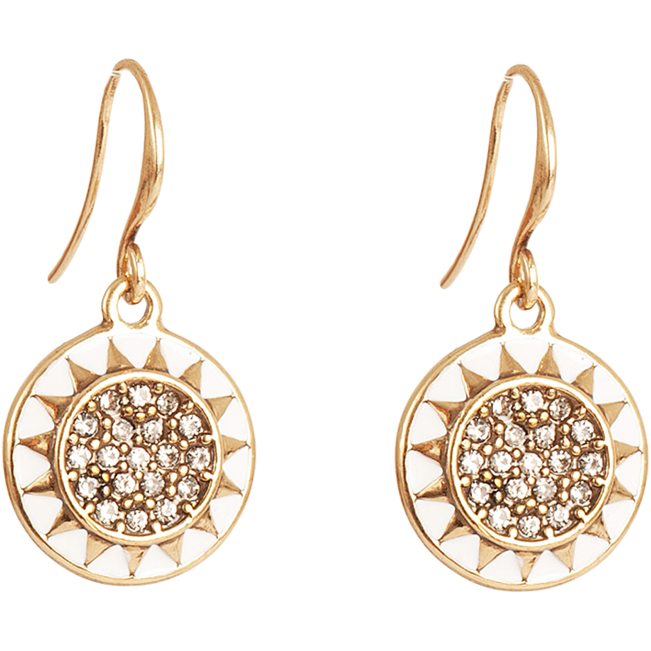 White Party Fishhook Earring Gold White Enamel