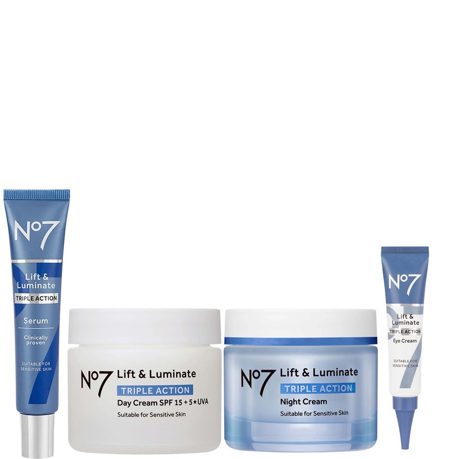 Bilde av No7 Lift & Luminate Serum 30ml, Day Cream 50ml, Night Cream 50ml, Eye Cream 15ml