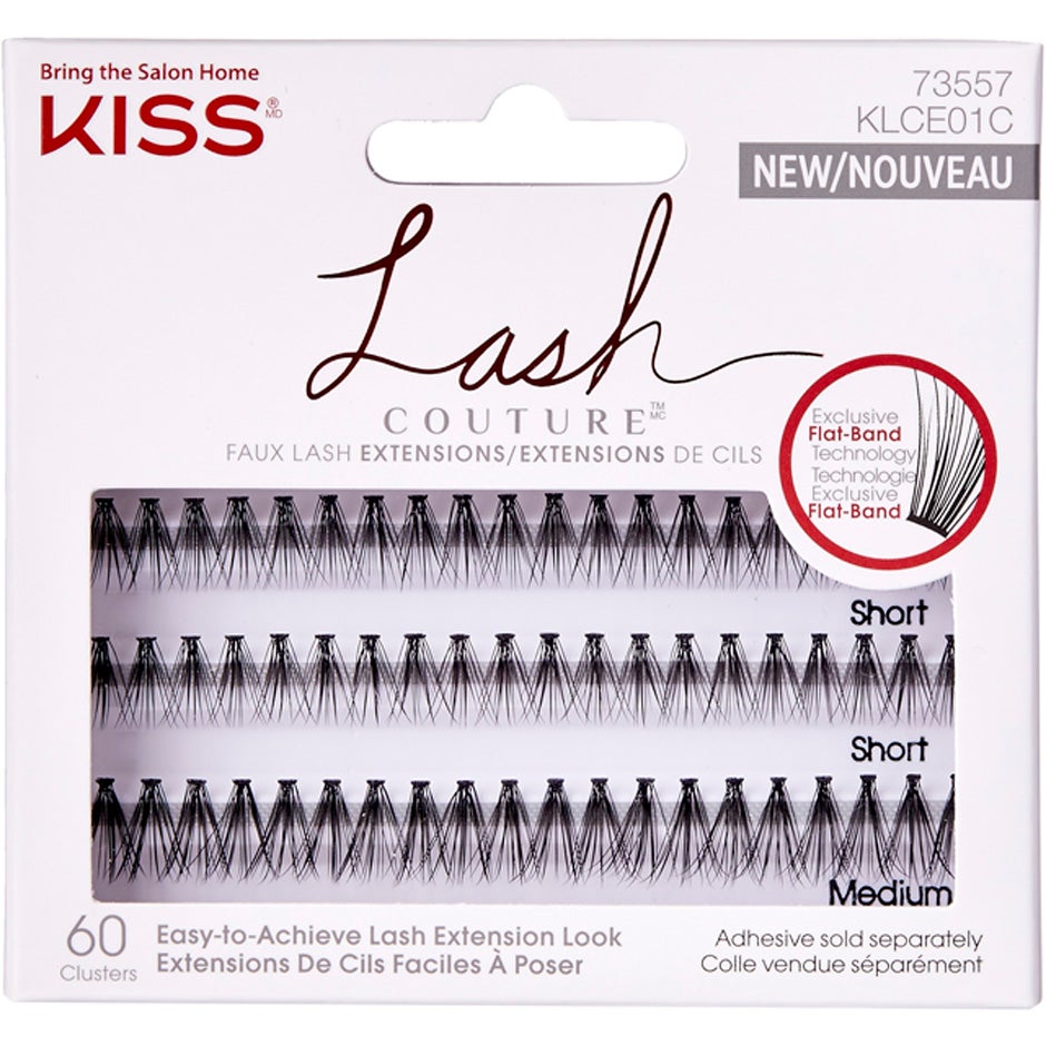 Kiss Lash Couture Faux Mink Lashes Ext Flat Band Trio Singles - 60 pcs