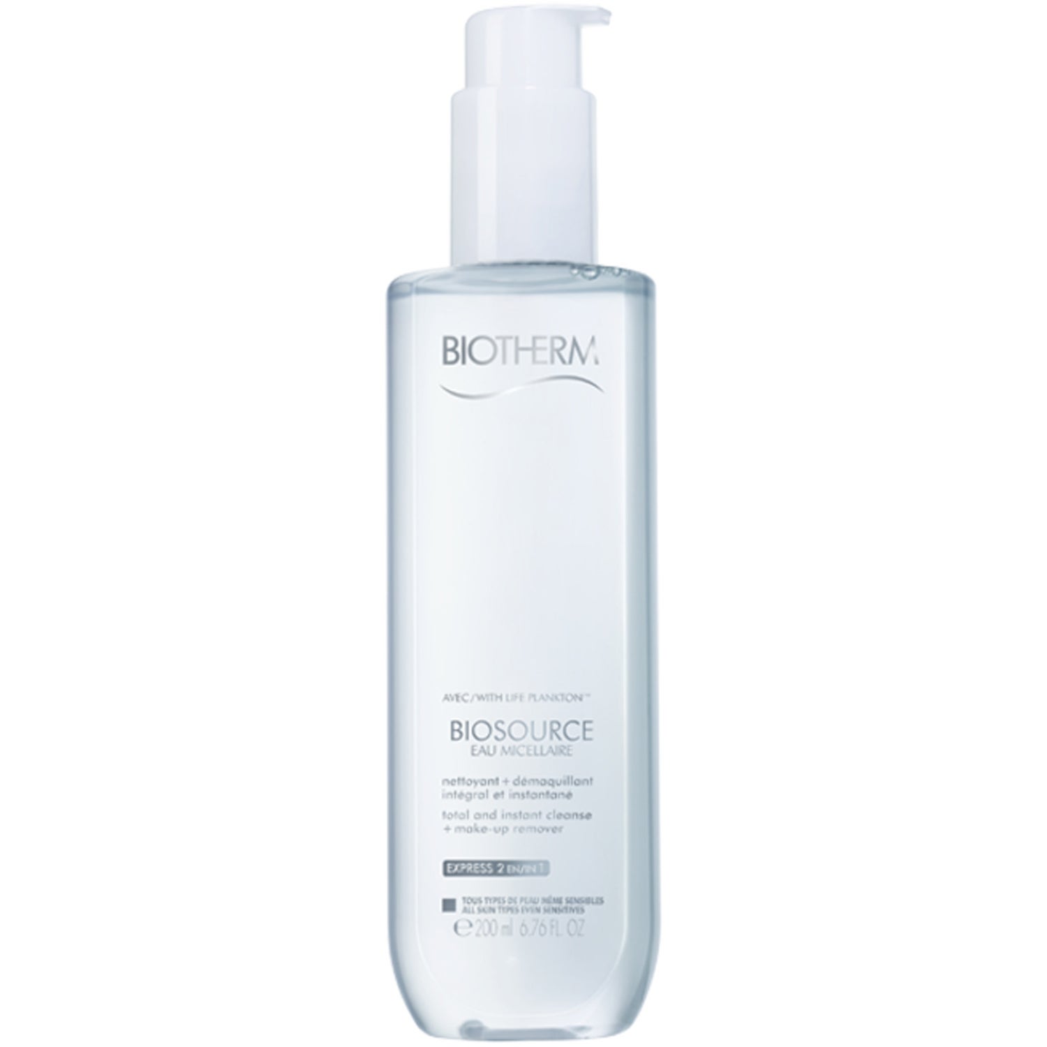 Biotherm Eau Micellarie Biosource Total And Instant Cleanser + Make-Up Remover, All Skin Types - 200 ml