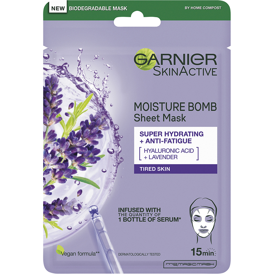 Bilde av Garnier Skin Active Moisture Bomb Tissue Mask Lavender - 28 G