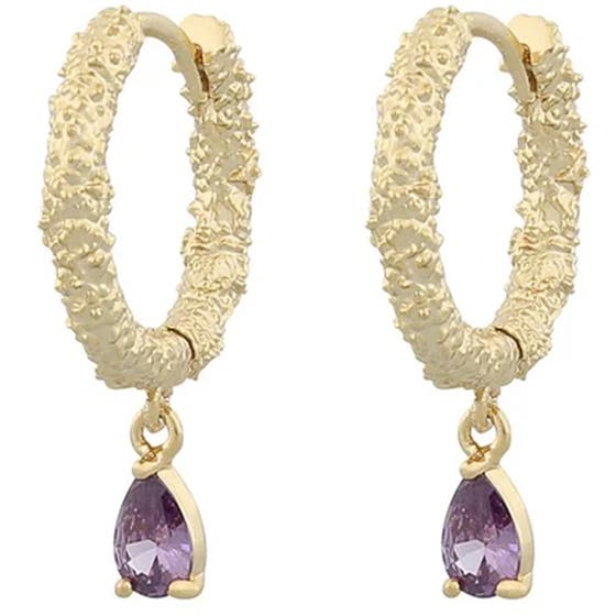 London ring pendant ear gold/purple