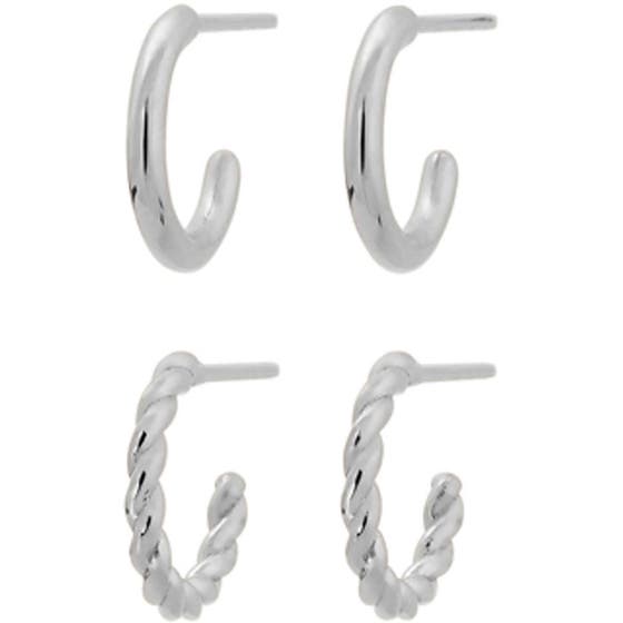 Duo Pair Creoles Steel