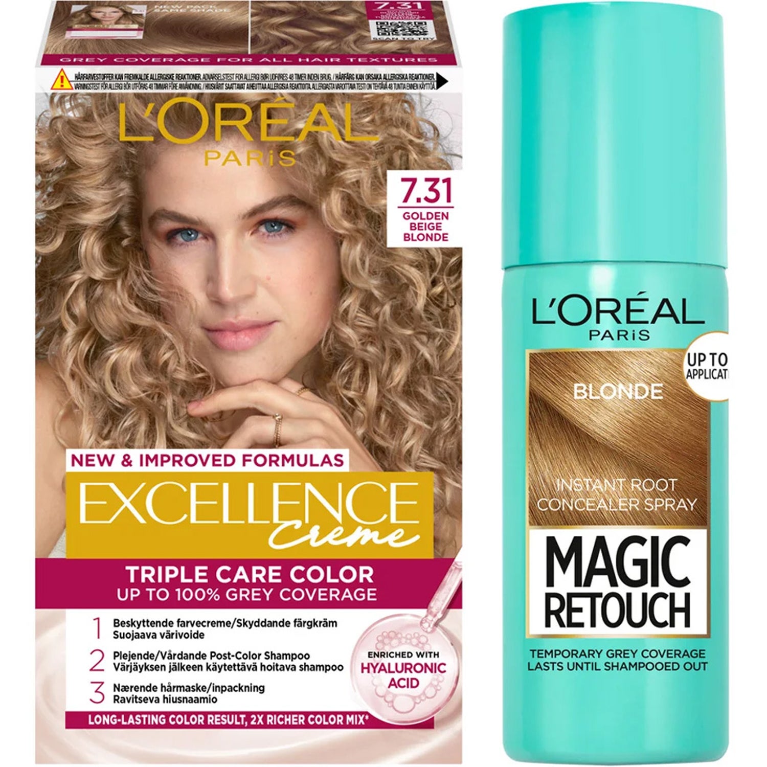 L'Oréal Paris Excellence 8.1 Light Ash Blonde + Magic Retouch Roots 5 Blonde
