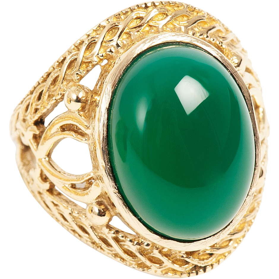 Bohemian Ring Big Brass Green onyx
