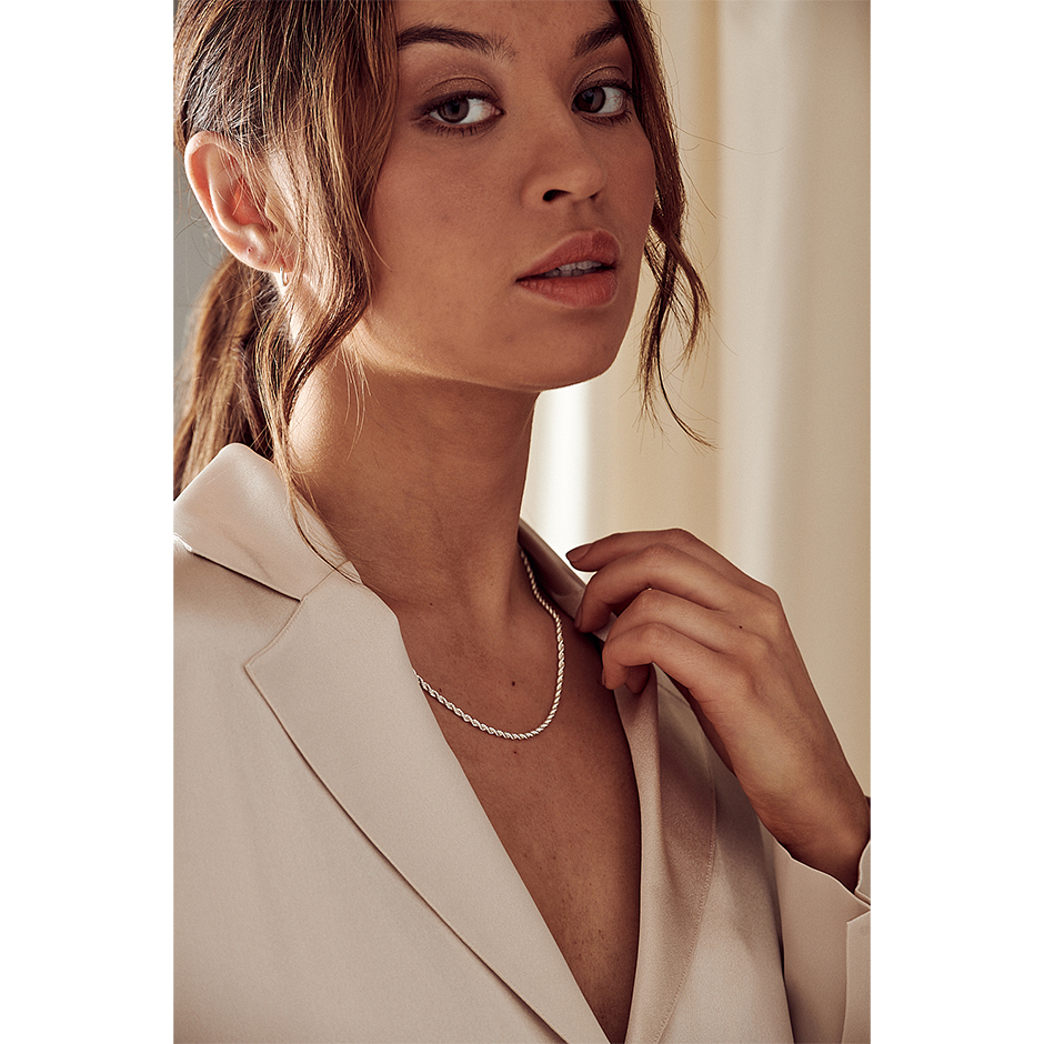 Rope Chain Necklace 18" Silver