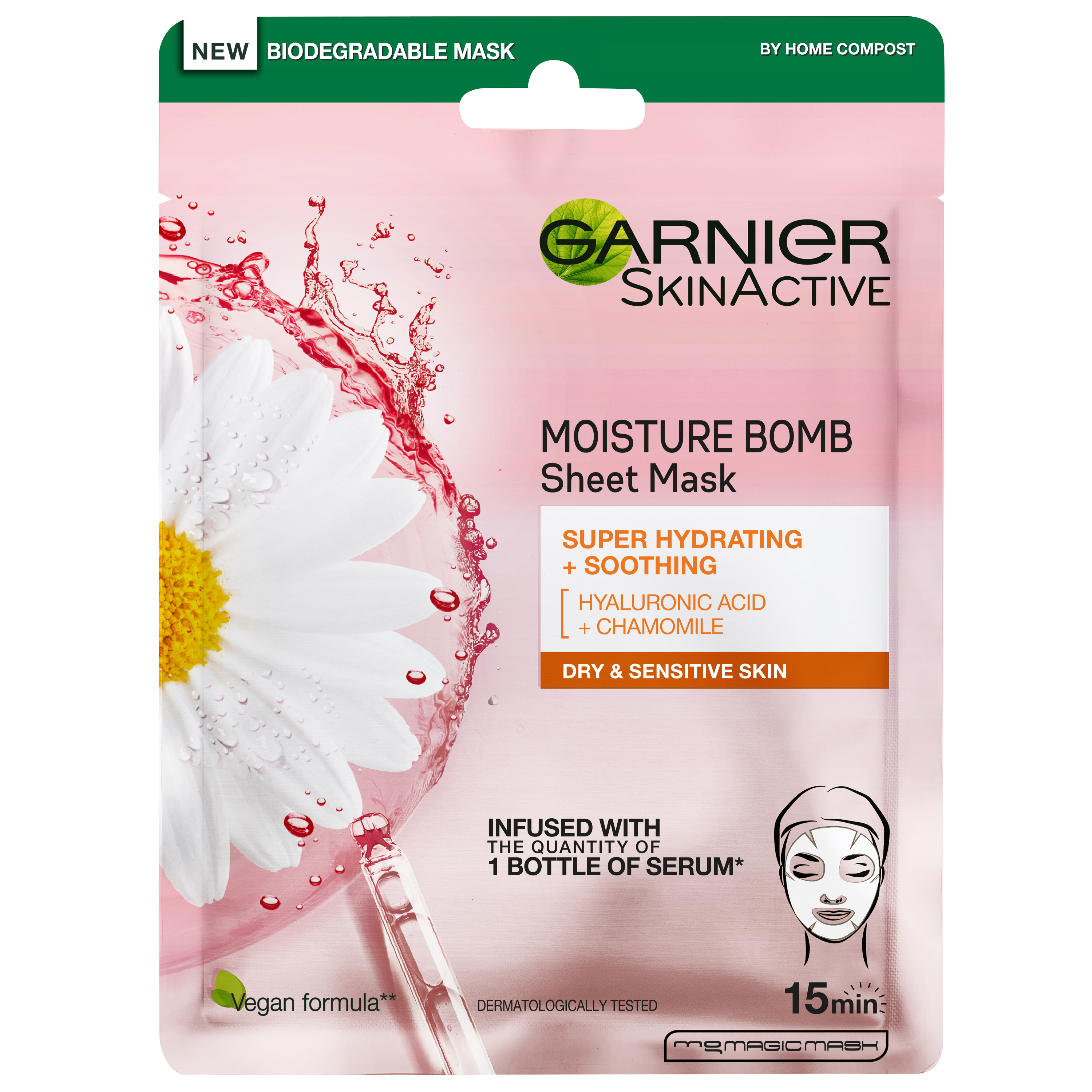 Bilde av Garnier Skin Active Moisture Bomb Tissue Mask Pink - 28 G