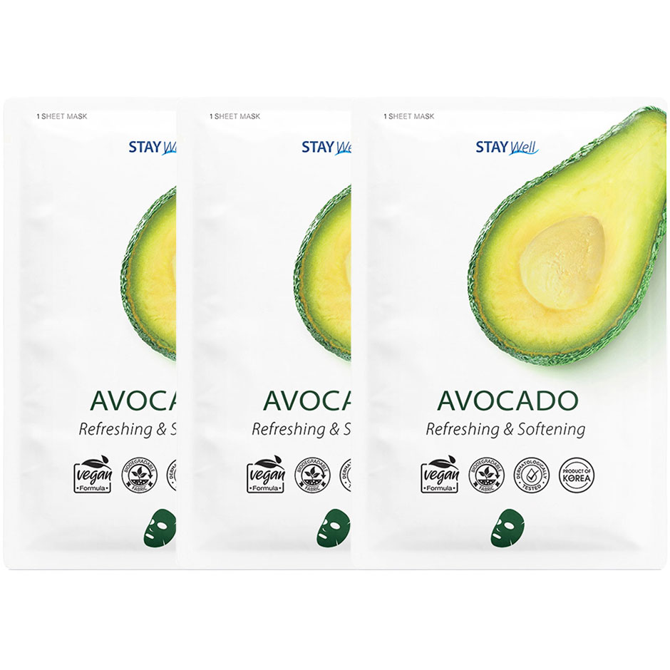 Bilde av Stay Well Vegan Sheet Mask Avocado 3pcs