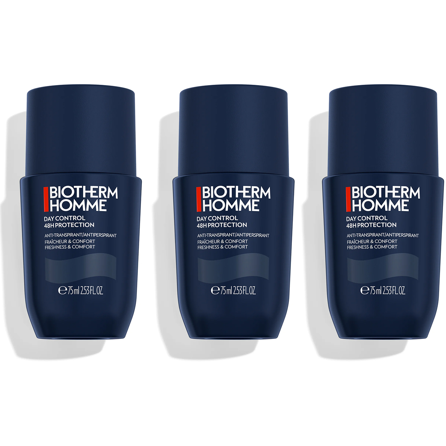 Bilde av Biotherm Homme Day Control 48h Protection Antiperspirant Roll-on 3x75 Ml