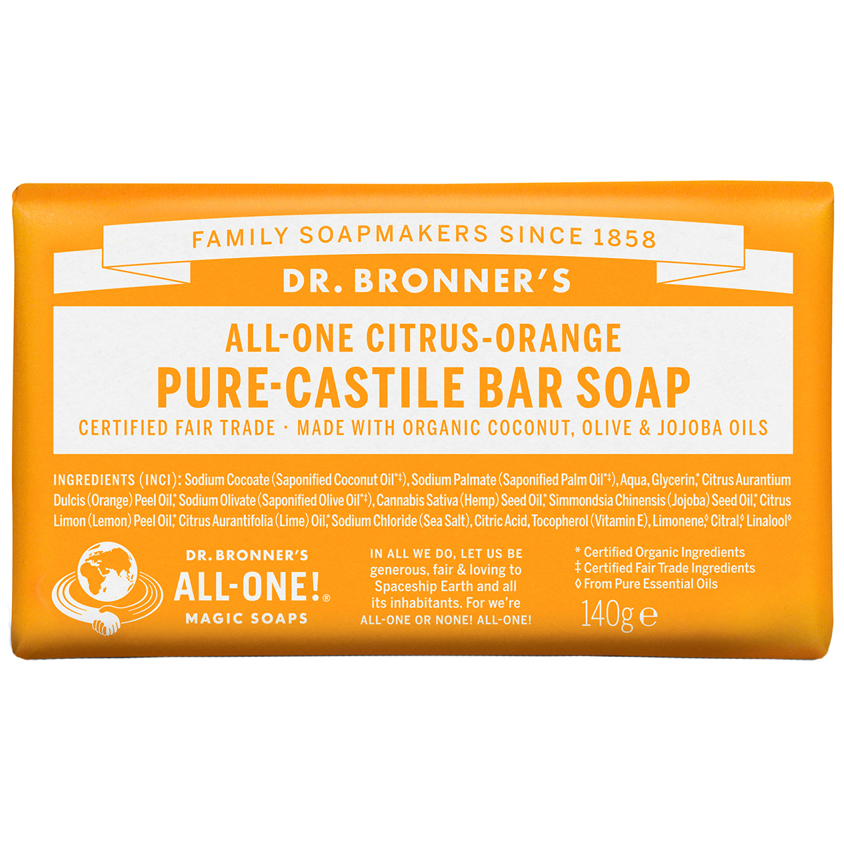 Bilde av Dr. Bronner's Citrus Orange Bar Soap 140 G