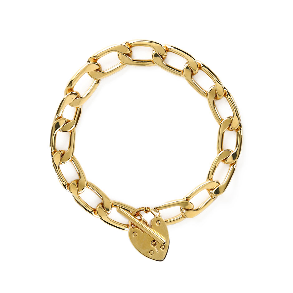 Chunky Heart Padlock T-Bar Bracelet