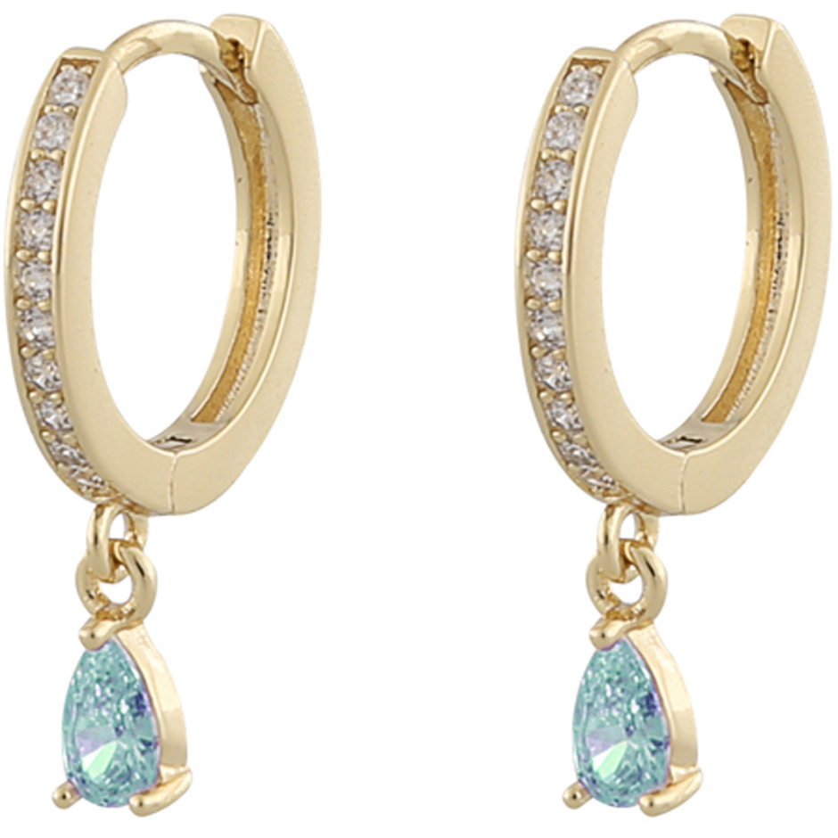 Camille drop ring ear gold/aqua