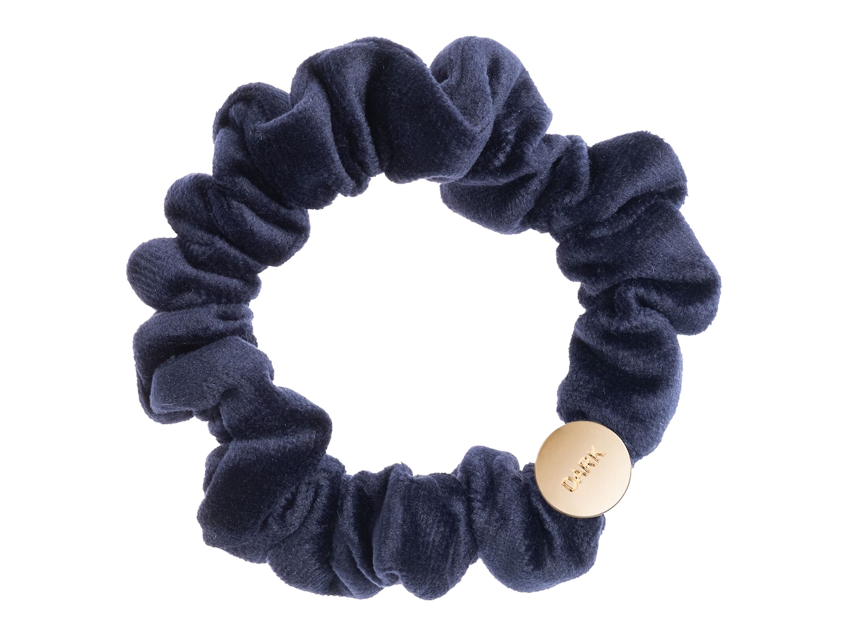 Bilde av Dark Mini Velvet Scrunchie Hair Braid Navy Blue