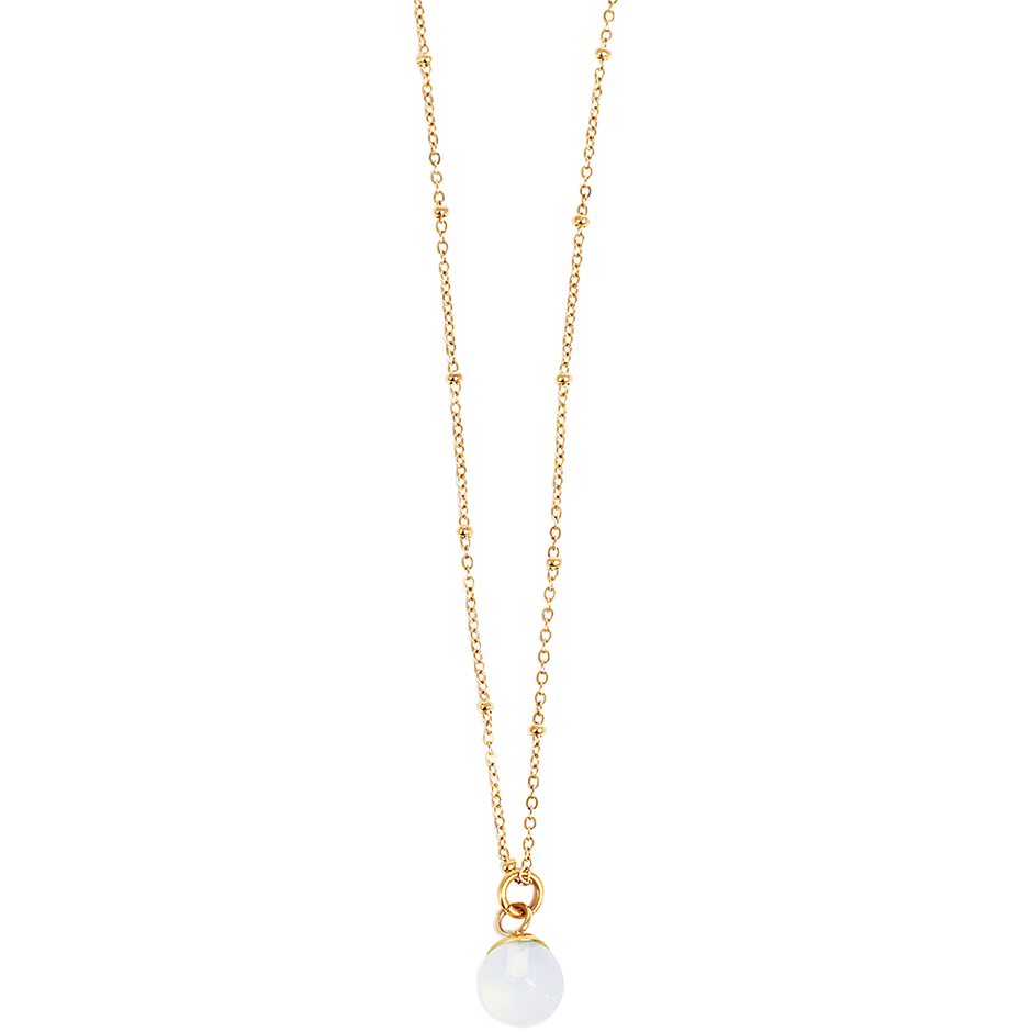 Steel Necklace Steel Gold Moonstone