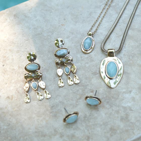 Bohemian Stone Necklace Big Gold