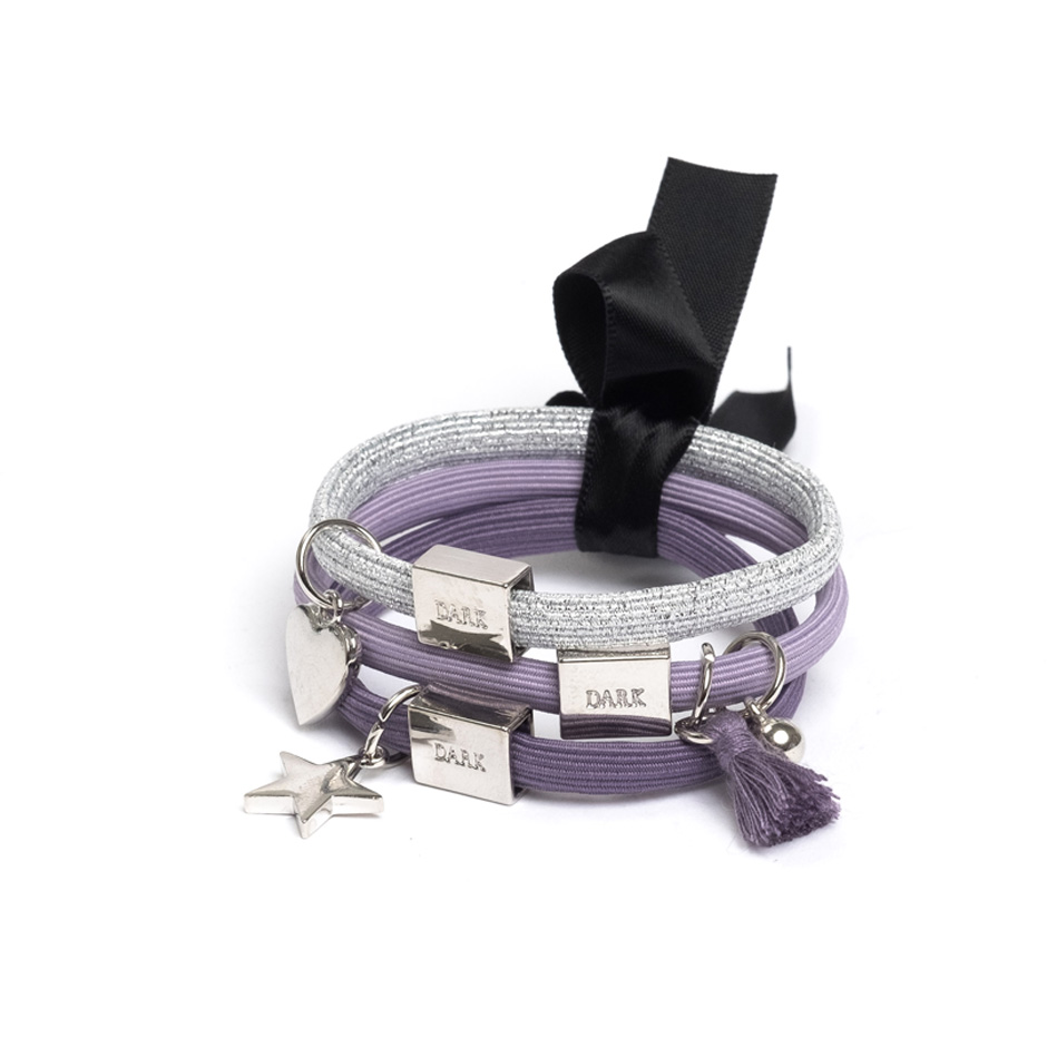 Bilde av Dark Hair Ties 3 Pk Charm Combo Purple