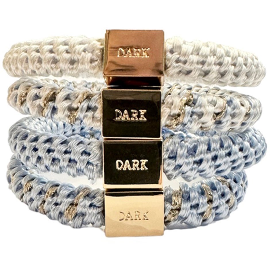 Bilde av Dark Fat Hair Ties 4 Pk Combo Light Blue Mix W/gold