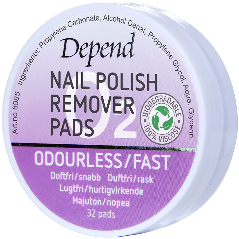 Bilde av Depend O2 Nail Polish Remover Odourless/fast 32 Pads