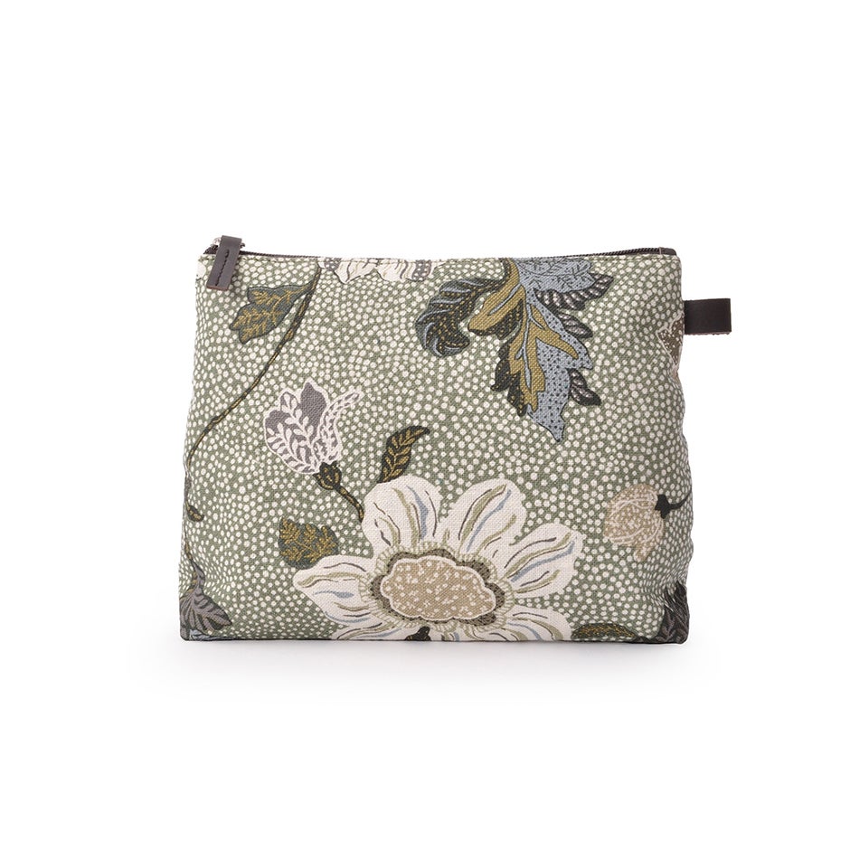 Bilde av Ceannis Cosmetic Medium Flower Linen Soft Green 23x19x6 Cm