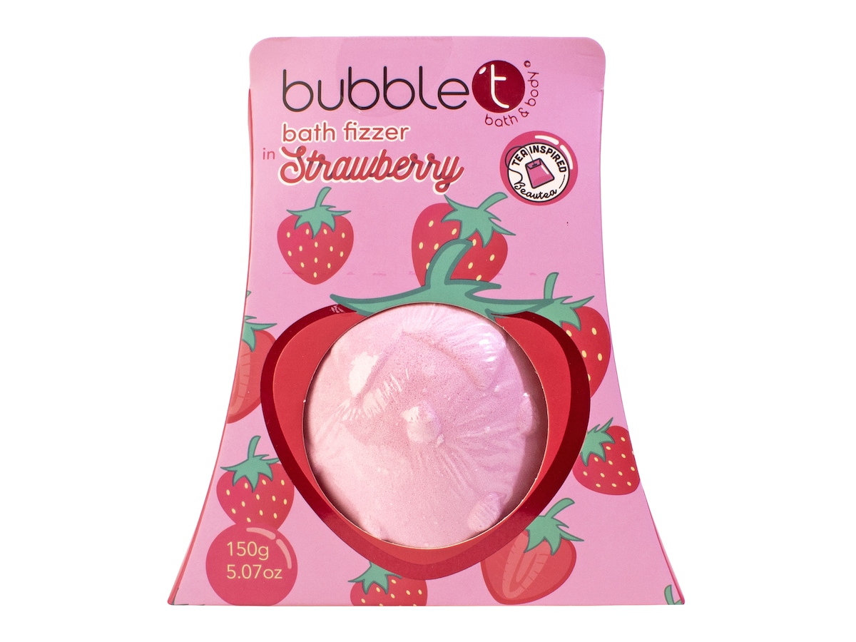 Bilde av Bubblet Fruitea Bath Fizzer Strawberry Badebombe Med Lukt Av Jordbær, 150g - 150 G