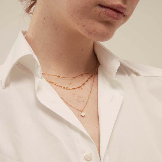 Swarovski White Opal Drop 3-Row Necklace