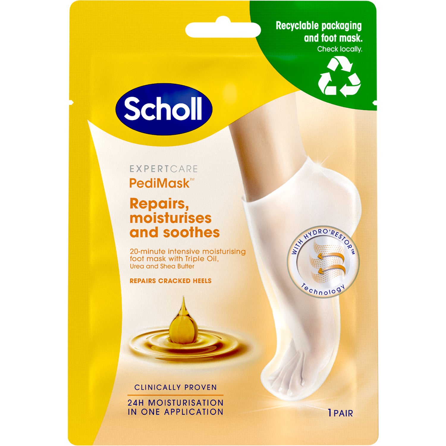 Scholl Scholl Fuktighetsgivende Fotmaske, 1 par