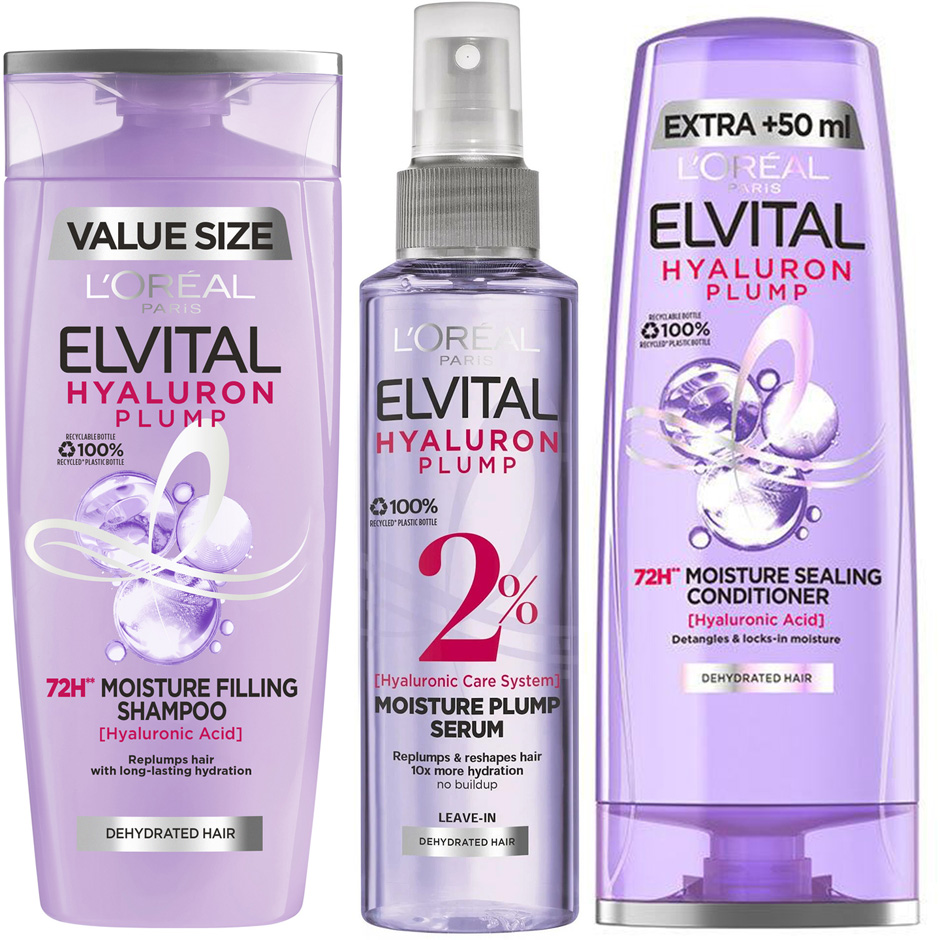 Bilde av L'oréal Paris Elvital Trio Leave-in Spray 150ml, Shampoo 400ml & Conditioner 300ml