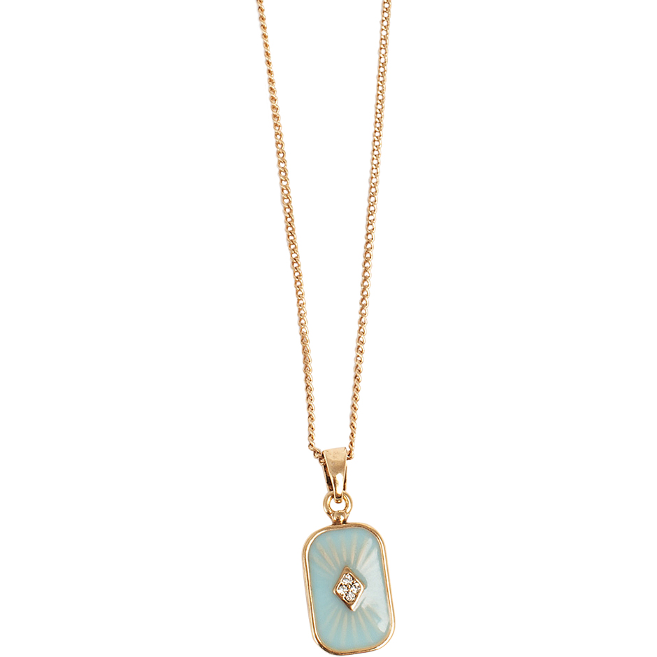 Vintage Blue Enamel Necklace Gold