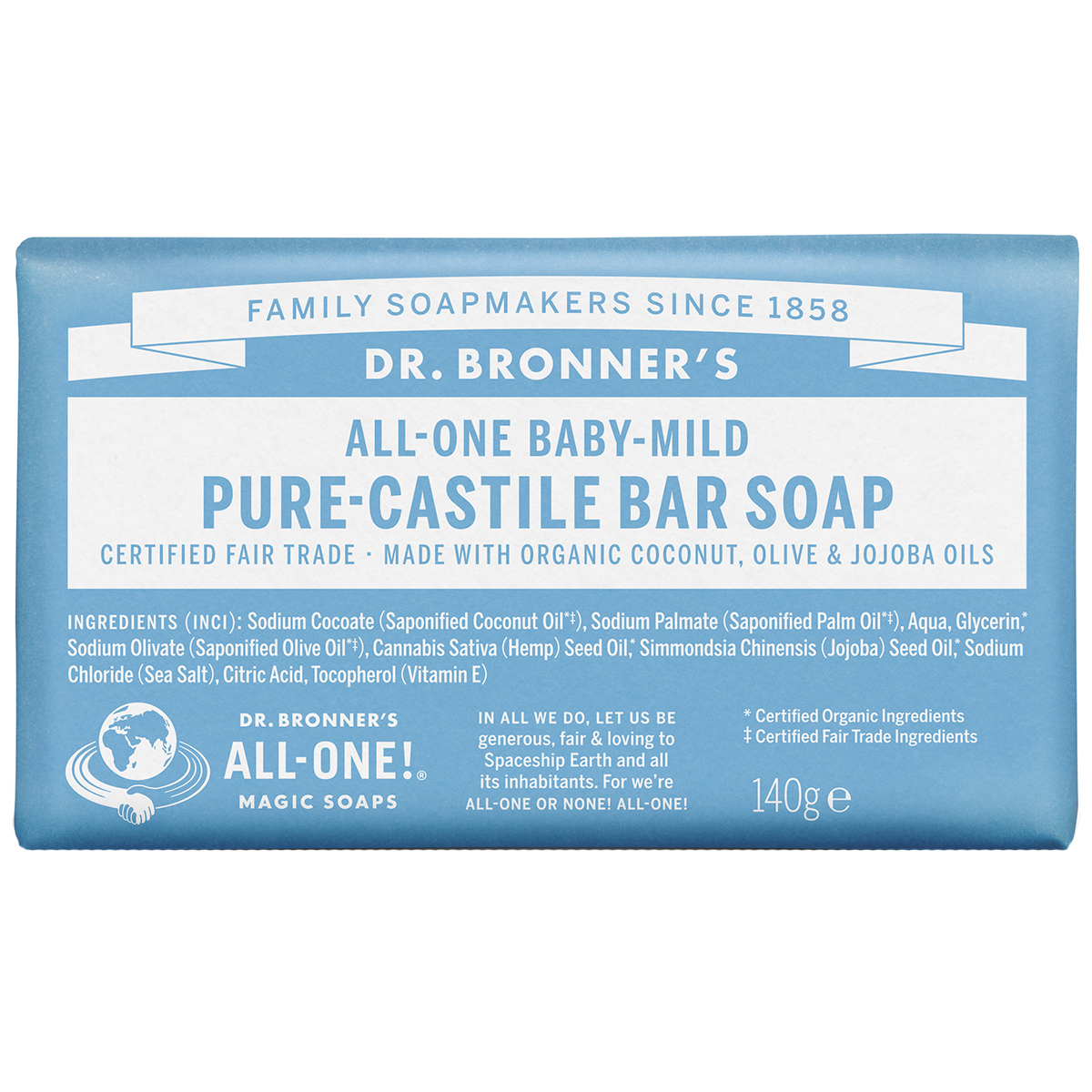 Bilde av Dr. Bronner's Magic Soaps All-one Hemp Unscented Baby-mild 140 G